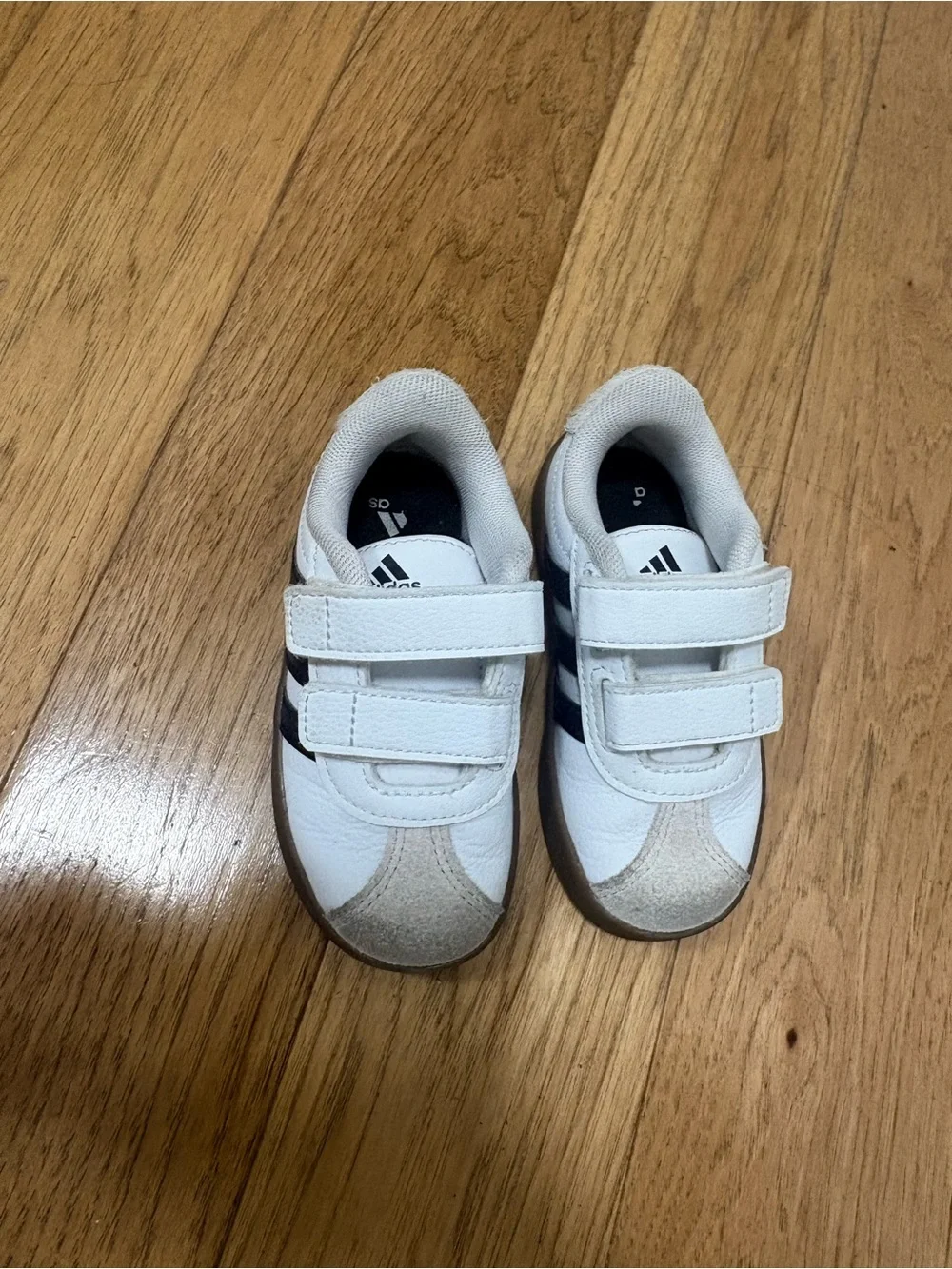 adidas Kids White and Navy Velcro Sneakers